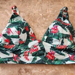 S M XL ❤️Sale VS Swim Essential Long Line Triangle Bikini Top Blue Palm